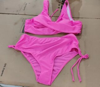 Fashion Strappy Bikini Swimsuit Woman (Option: Rose pink-S)